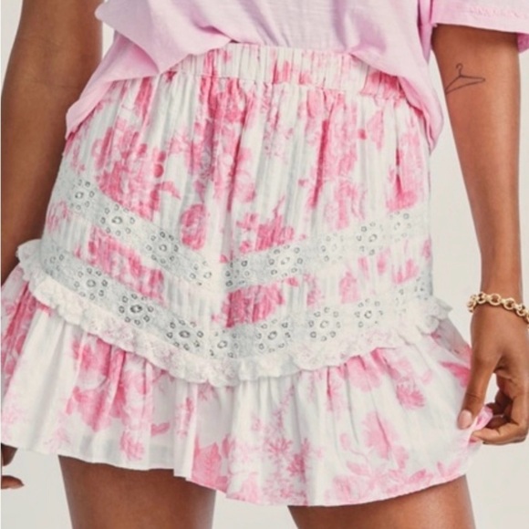 LoveShackFancy Dresses & Skirts - Love Shack Fancy Cove Miniskirt
White with pink floral design